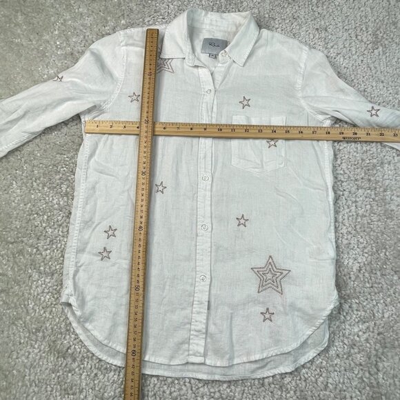 Rails Charli Metallic Stars Button Front Shirt White Womens XS - Picture 10 of 11